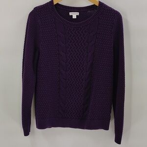 Croft & Barrow Cable Knit Sweater Purple Plum Large